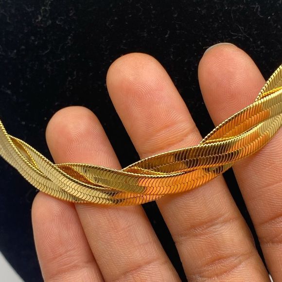 Avon Jewelry Avon Gold Tone Braided Herringbone Think Chain